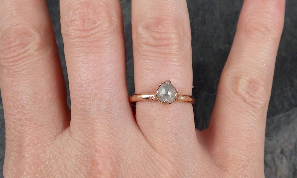 Faceted Fancy cut Rose Dainty Diamond Solitaire Engagement 14k Rose Gold Wedding Ring byAngeline 0795 - Gemstone ring by Angeline