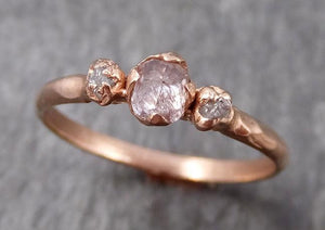 Dainty Fancy cut white Diamond Engagement 14k Rose Gold Multi stone Wedding Ring Stacking Rough Diamond Ring byAngeline 0898 - by Angeline