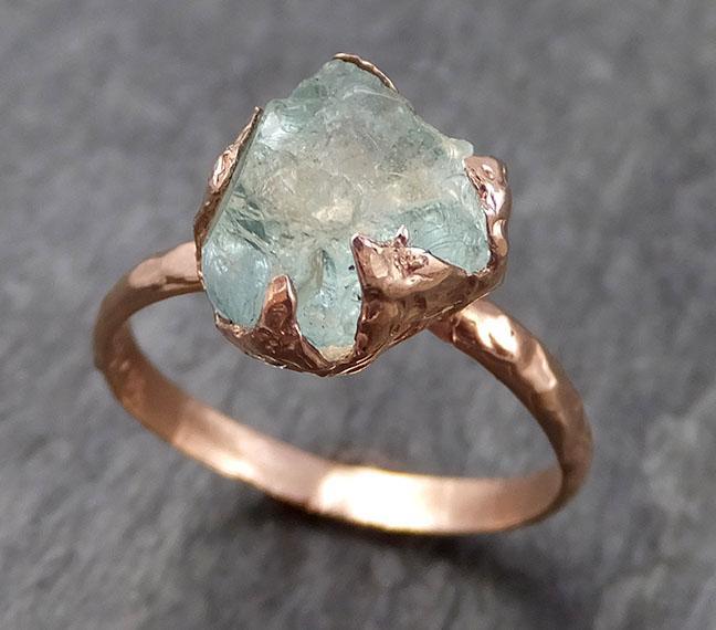 Raw uncut Aquamarine Solitaire Ring Custom One Of a Kind Gemstone Ring Bespoke byAngeline 0899 - by Angeline
