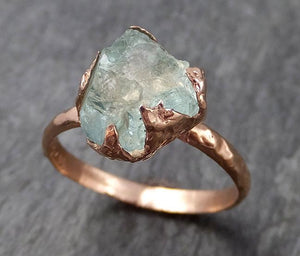 Raw uncut Aquamarine Solitaire Ring Custom One Of a Kind Gemstone Ring Bespoke byAngeline 0899 - by Angeline