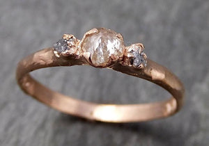 Dainty Fancy cut white Diamond Engagement 14k Rose Gold Multi stone Wedding Ring Stacking Rough Diamond Ring byAngeline 0902 - by Angeline
