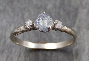 Raw Sapphire Diamond white Gold Engagement Ring light blue Multi stone Wedding Ring Custom One Of a Kind Gemstone Ring byAngeline 0908 - by Angeline