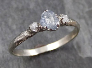 Raw Sapphire Diamond white Gold Engagement Ring light blue Multi stone Wedding Ring Custom One Of a Kind Gemstone Ring byAngeline 0908 - by Angeline