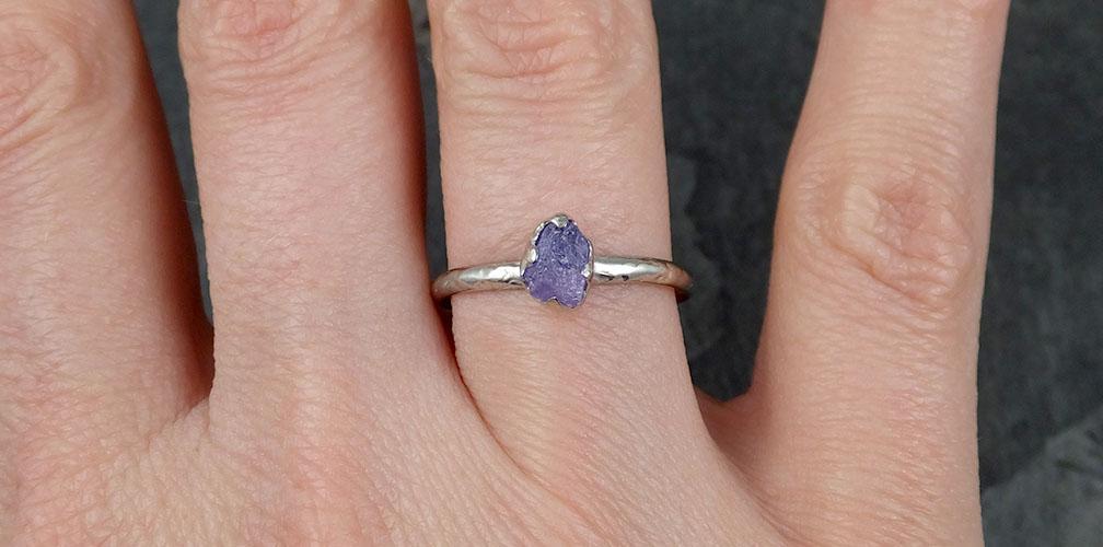 uncut Sapphire Solitaire Ring Custom One Of a Kind Gemstone Ring Bespoke byAngeline 0910 - by Angeline