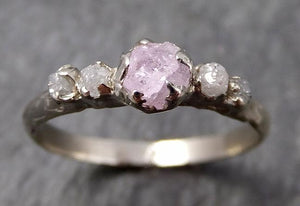 Custom pink Sapphire and White gold Engagement Ring Wedding Rough Diamond Ring byAngeline 0914 - by Angeline