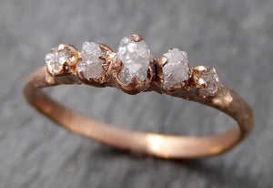 Dainty Raw Diamond Rose gold Engagement Ring multi stone Rough diamond Wedding Ring byAngeline 0917 - by Angeline