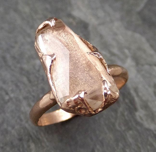 Partially Faceted Topaz 14k rose Gold Ring solitaire Gemstone Ring Recycled gold byAngeline 1075 - by Angeline