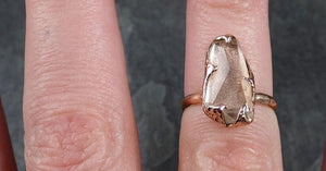 Partially Faceted Topaz 14k rose Gold Ring solitaire Gemstone Ring Recycled gold byAngeline 1075 - by Angeline