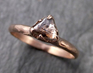 natural uncut Macle Diamond Solitaire Engagement 14k Rose Gold Wedding Ring byAngeline 1077 - by Angeline