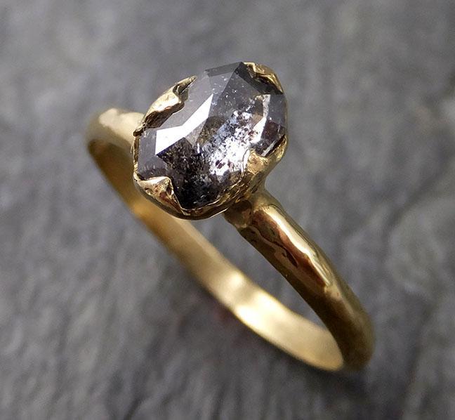 Fancy cut salt and pepper Diamond Solitaire Engagement 14k yellow Gold Wedding Ring Diamond Ring byAngeline 1081 - by Angeline