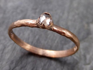 Faceted Fancy cut Dainty Champagne Diamond Solitaire Engagement 14k Rose Gold Wedding Ring byAngeline 1084 - by Angeline