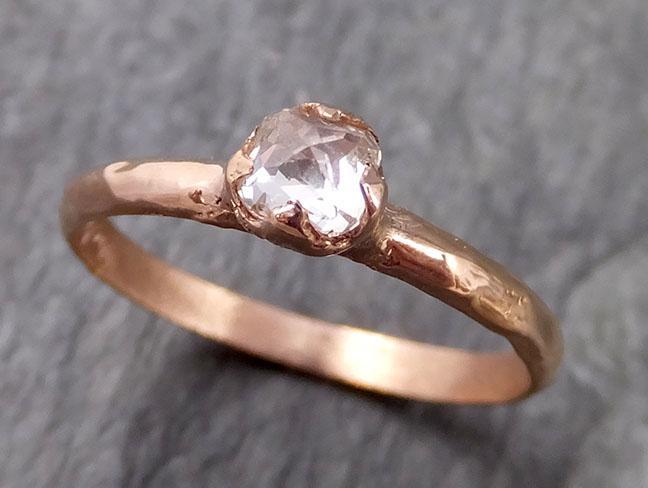 Faceted Fancy cut white Diamond Solitaire Engagement 14k Rose Gold Wedding Ring byAngeline 1088 - by Angeline