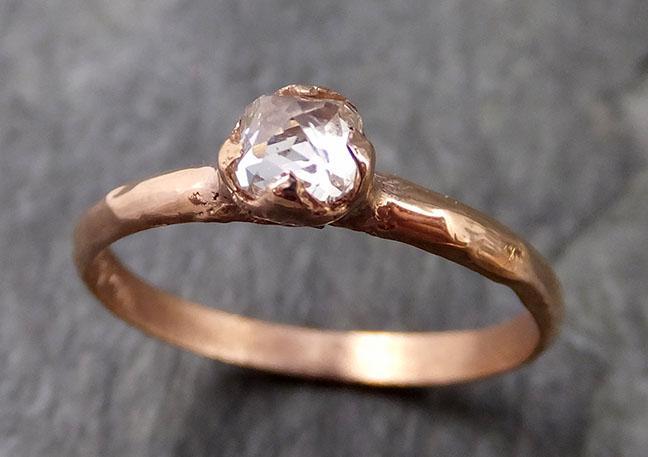 Faceted Fancy cut white Diamond Solitaire Engagement 14k Rose Gold Wedding Ring byAngeline 1088 - by Angeline