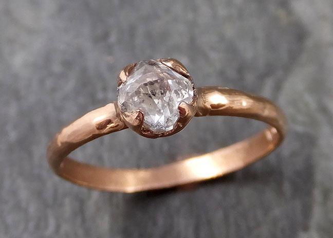Faceted Fancy cut white Diamond Solitaire Engagement 14k Rose Gold Wedding Ring byAngeline 1089 - by Angeline