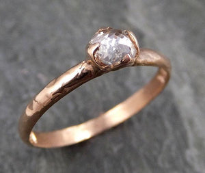 Faceted Fancy cut white Diamond Solitaire Engagement 14k Rose Gold Wedding Ring byAngeline 1090 - by Angeline