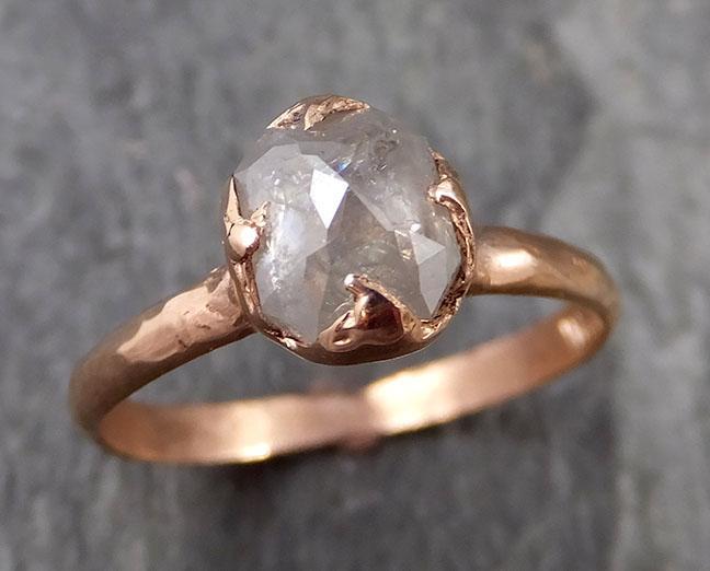 Faceted Fancy cut white Diamond Solitaire Engagement 14k Rose Gold Wedding Ring byAngeline 1091 - by Angeline