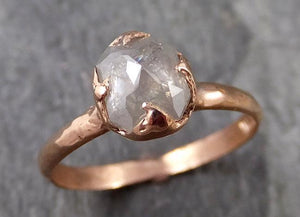 Faceted Fancy cut white Diamond Solitaire Engagement 14k Rose Gold Wedding Ring byAngeline 1091 - by Angeline