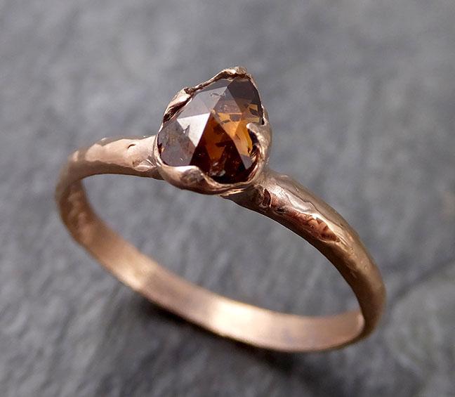 Fancy cut Cognac Diamond Solitaire Engagement 14k Rose Gold Wedding Ring Diamond Ring byAngeline 1093 - by Angeline
