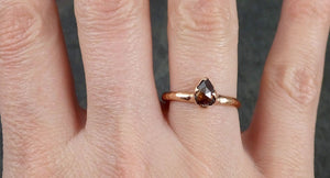 Fancy cut Cognac Diamond Solitaire Engagement 14k Rose Gold Wedding Ring Diamond Ring byAngeline 1093 - by Angeline