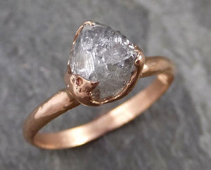 natural uncut octahedral salt and pepper Diamond Solitaire Engagement 14k Rose Gold Wedding Ring byAngeline 1094 - by Angeline