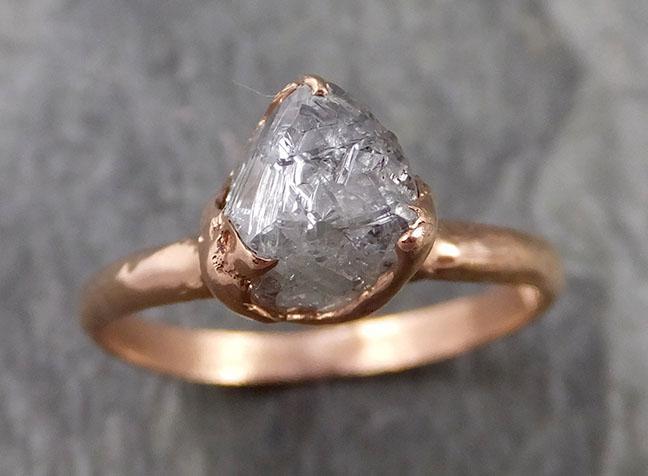 natural uncut octahedral salt and pepper Diamond Solitaire Engagement 14k Rose Gold Wedding Ring byAngeline 1094 - by Angeline