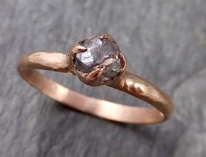 natural rough uncut salt and pepper Diamond Solitaire Engagement 14k rose Gold Wedding Ring byAngeline 1095 - by Angeline