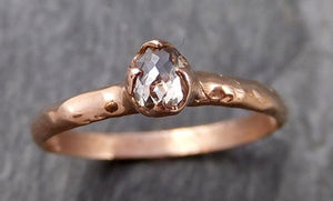 Faceted Fancy cut Dainty White Diamond Solitaire Engagement 14k Rose Gold Wedding Ring byAngeline 1099 - by Angeline