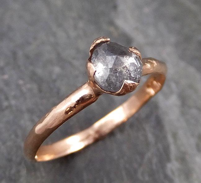 Fancy cut Salt and pepper Solitaire Diamond Engagement 14k Rose Gold Wedding Ring byAngeline 1101 - by Angeline