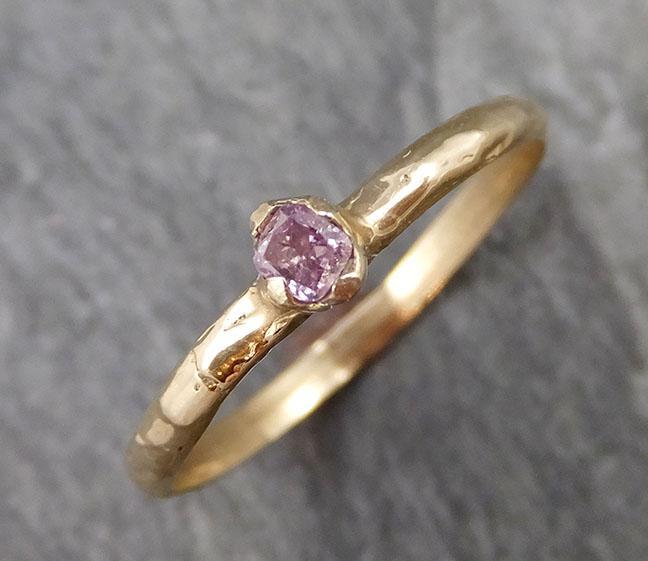 Pink Diamond Solitaire Engagement Dainty Fancy cut 14k yellow Gold Wedding Ring Diamond Ring byAngeline 1102 - by Angeline