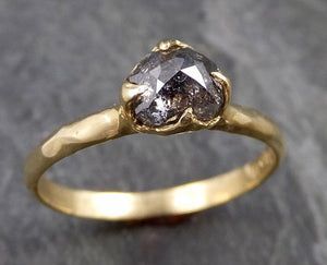 Fancy cut salt and pepper Diamond Solitaire Engagement 18k yellow Gold Wedding Ring Diamond Ring byAngeline 1105 - by Angeline
