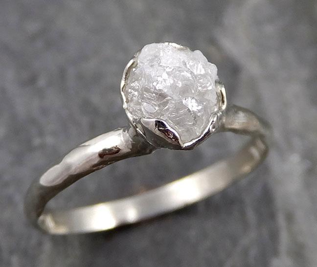 Rough Diamond Engagement Ring Raw 14k White Gold Ring Wedding Diamond Solitaire Rough Diamond Ring byAngeline 1109 - by Angeline