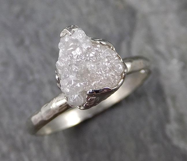 Rough Diamond Engagement Ring Raw 14k White Gold Ring Wedding Diamond Solitaire Rough Diamond Ring byAngeline 1110 - by Angeline