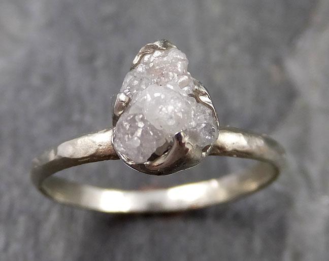 Rough Diamond Engagement Ring Raw 14k White Gold Ring Wedding Diamond Solitaire Rough Diamond Ring byAngeline 1111 - by Angeline