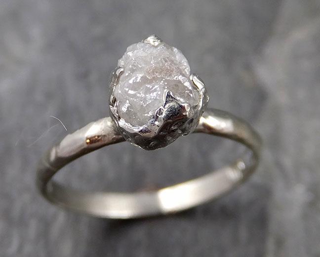 Rough Diamond Engagement Ring Raw 14k White Gold Ring Wedding Diamond Solitaire Rough Diamond Ring byAngeline 1112 - by Angeline