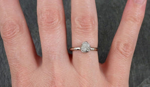 Rough Diamond Engagement Ring Raw 14k White Gold Ring Wedding Diamond Solitaire Rough Diamond Ring byAngeline 1112 - by Angeline