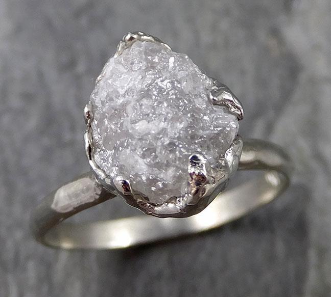Rough Diamond Engagement Ring Raw 14k White Gold Ring Wedding Diamond Solitaire Rough Diamond Ring byAngeline 1113 - by Angeline