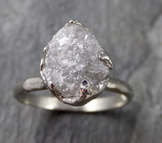 Rough Diamond Engagement Ring Raw 14k White Gold Ring Wedding Diamond Solitaire Rough Diamond Ring byAngeline 1113 - by Angeline