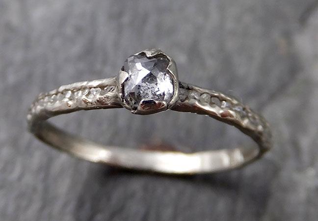 Fancy cut salt and pepper Diamond Engagement 14k White Gold Multi stone Wedding Ring Rough Diamond Ring byAngeline 1116 - by Angeline