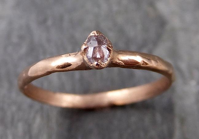 Fancy cut Dainty White Diamond Solitaire Engagement 14k Rose Gold Wedding Ring byAngeline 1126 - by Angeline