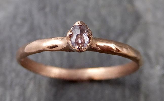 Fancy cut Dainty White Diamond Solitaire Engagement 14k Rose Gold Wedding Ring byAngeline 1126 - by Angeline