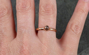 Raw Cognac Diamond Solitaire Dainty Engagement 14k Rose Gold Wedding Ring Diamond Ring byAngeline 1128 - by Angeline
