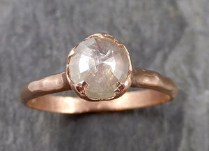Faceted Fancy cut white Diamond Solitaire Engagement 14k Rose Gold Wedding Ring byAngeline 1129 - by Angeline