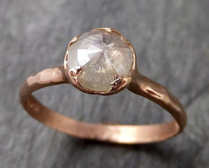 Faceted Fancy cut white Diamond Solitaire Engagement 14k Rose Gold Wedding Ring byAngeline 1129 - by Angeline