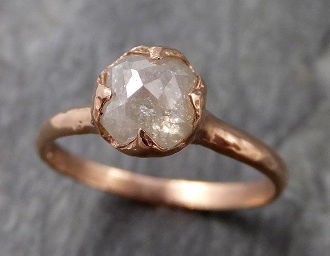 Faceted Fancy cut white Diamond Solitaire Engagement 14k Rose Gold Wedding Ring byAngeline 1130 - by Angeline