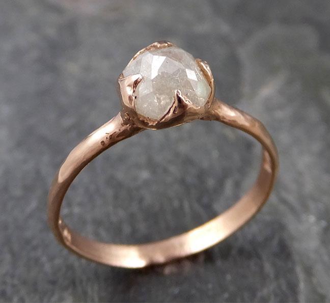 Faceted Fancy cut white Diamond Solitaire Engagement 14k Rose Gold Wedding Ring byAngeline 1130 - by Angeline