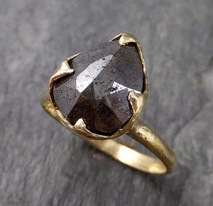 Carbonado Fancy cut Solitaire Engagement 18k yellow Gold Wedding Ring byAngeline 1143 - by Angeline
