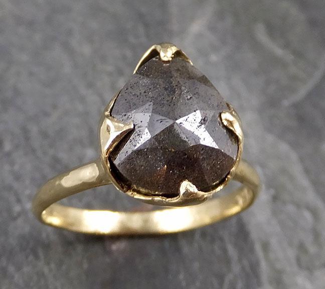 Carbonado Fancy cut Solitaire Engagement 18k yellow Gold Wedding Ring byAngeline 1143 - by Angeline