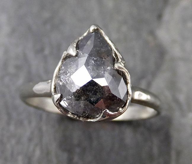 fancy cut salt and pepper diamond solitaire engagement 14k white gold wedding ring byangeline 1161_cr_ Alternative Engagement