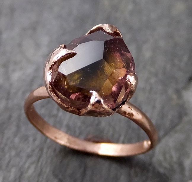 Partially faceted Tourmaline Solitaire 14k Rose Gold Engagement Ring One Of a Kind Gemstone Ring byAngeline 1168 - by Angeline