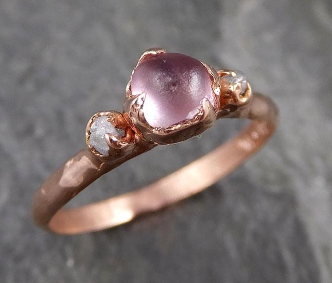 Raw Sapphire Diamond Rose Gold Engagement Ring Wedding Ring Custom One Of a Kind Gemstone Multi stone Ring 1169 - by Angeline